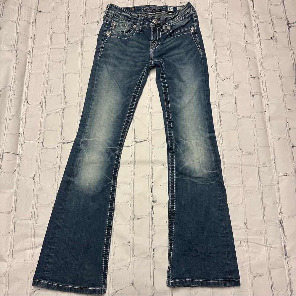 Miss Me Bootcut Jeans Girls 10 Dark Distress Wash